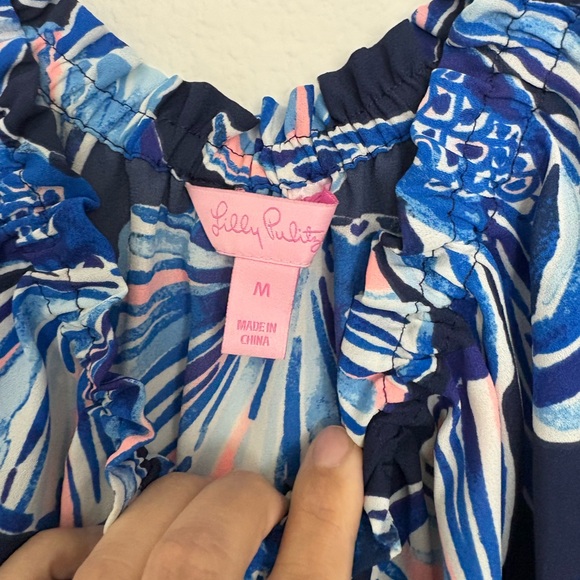 Lilly Pulitzer Lou Lou Top Bright Navy in Reel Life size M - Picture 3 of 5